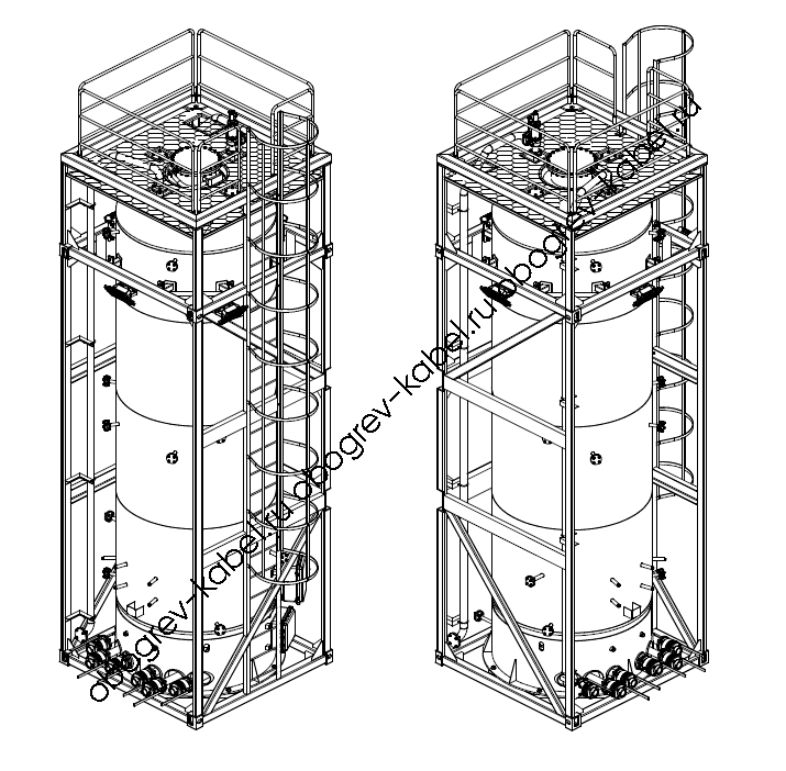 Схематический вид газового сепаратора, изометрия
