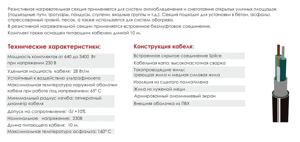 Характеристики и конструкция резистивного нагревательного кабеля