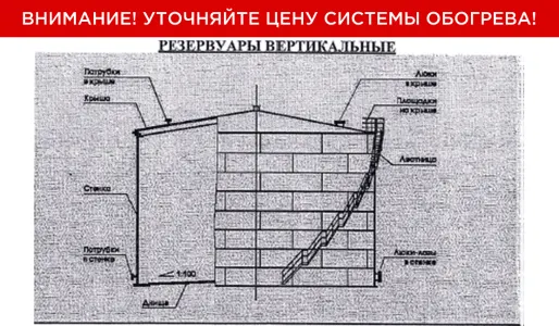 Система обогрева стального резервуара 600 м3 с конденсатом