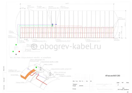 Греющий кабель на резервуаре 9000x3448мм